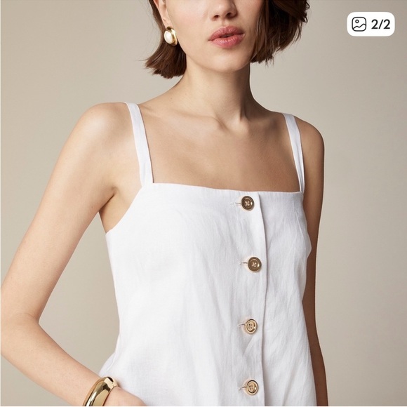 J. Crew Claudia Mini Dress in White Linen - Picture 2 of 5